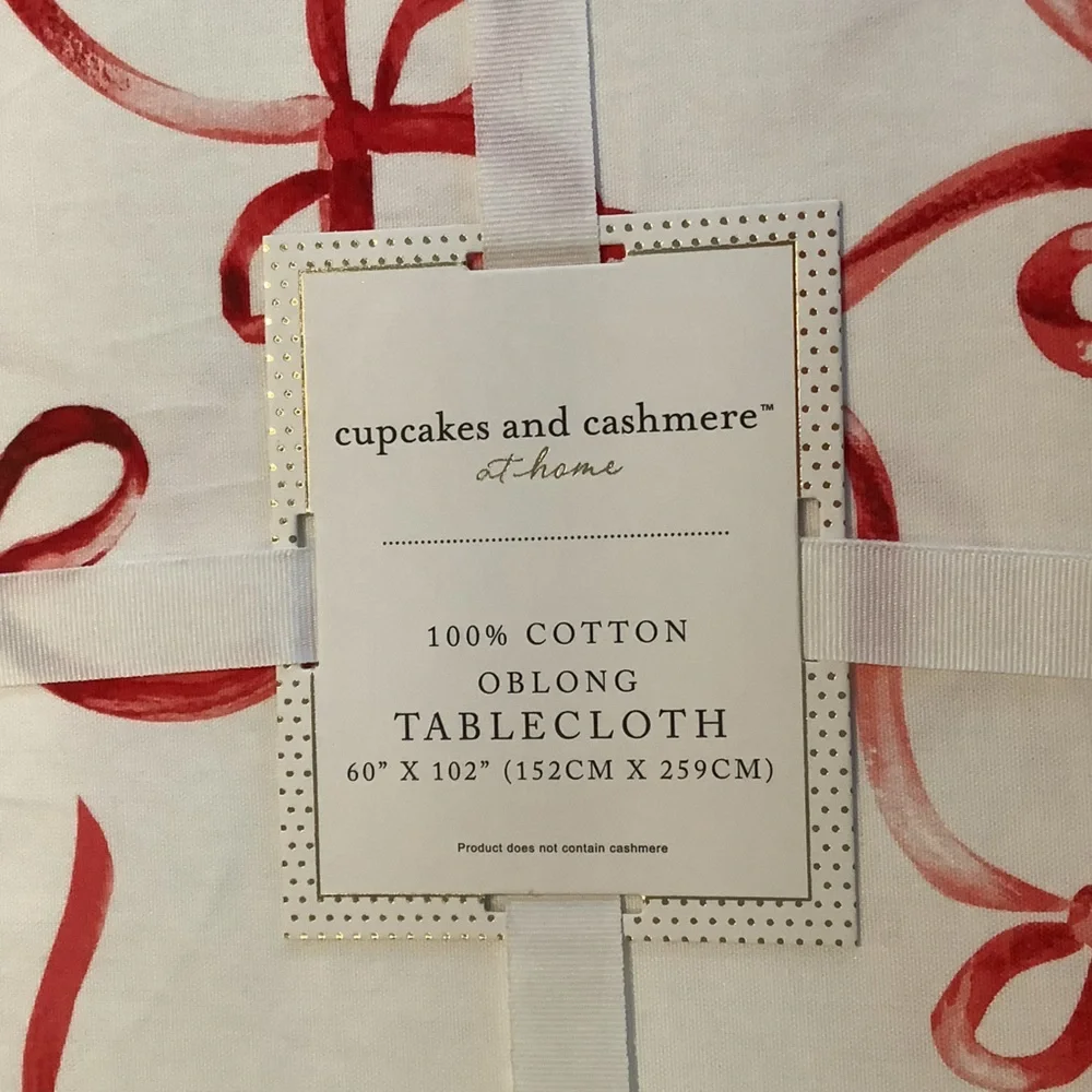 Cupcakes And Cashmere Holiday Ribbons Tablecloth New